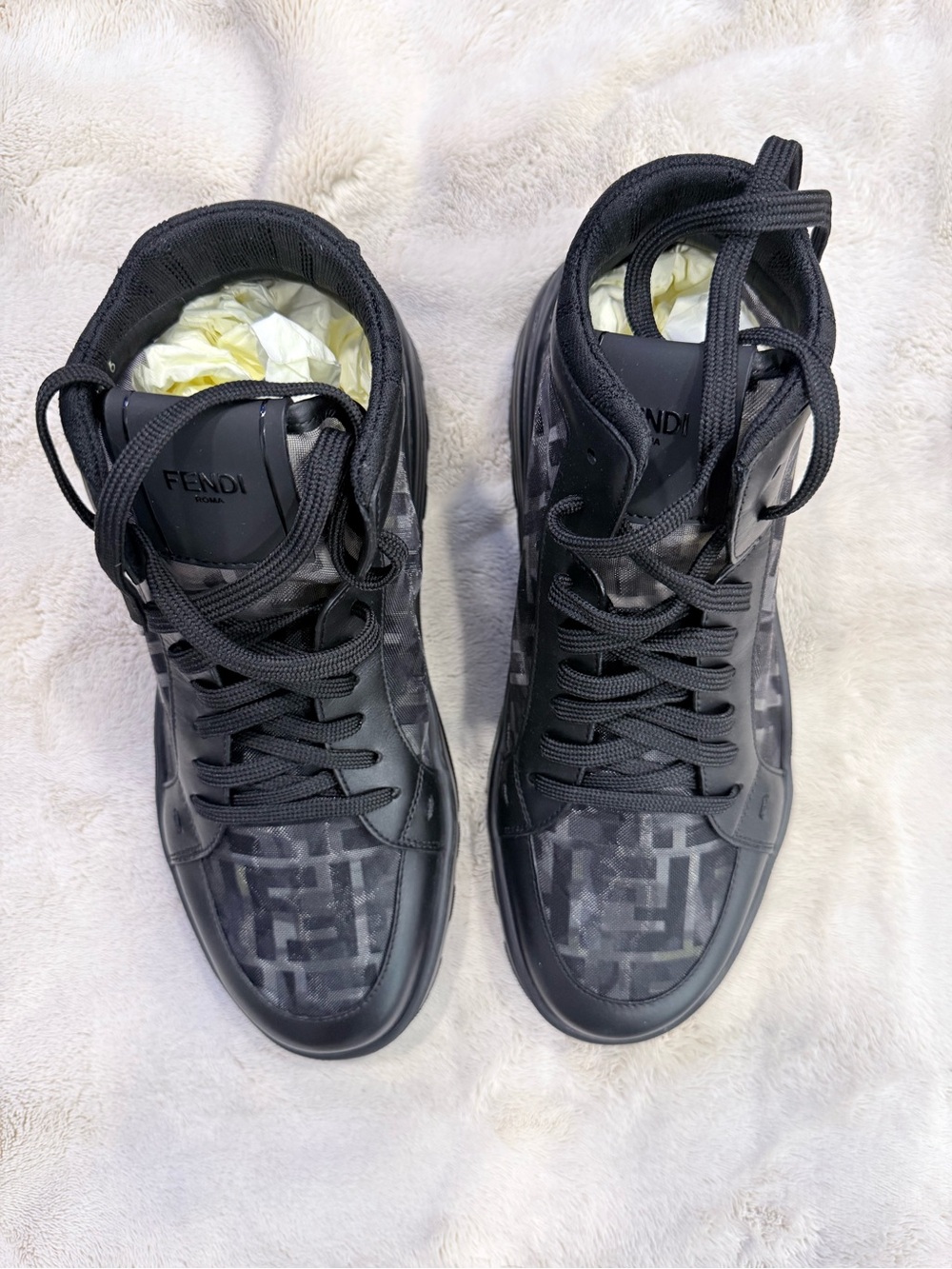 Fendi Black & Gray High-Top Sneakers (fits women’s size 9)